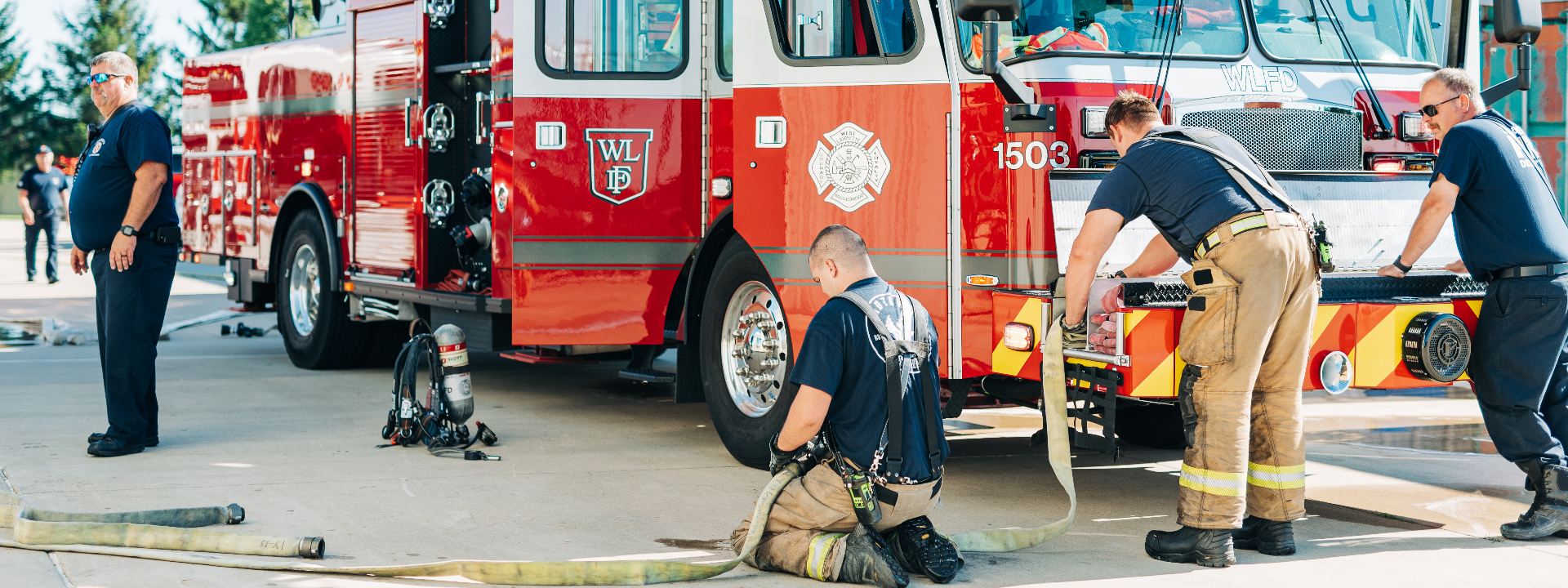 Firefighters with Fire Engine